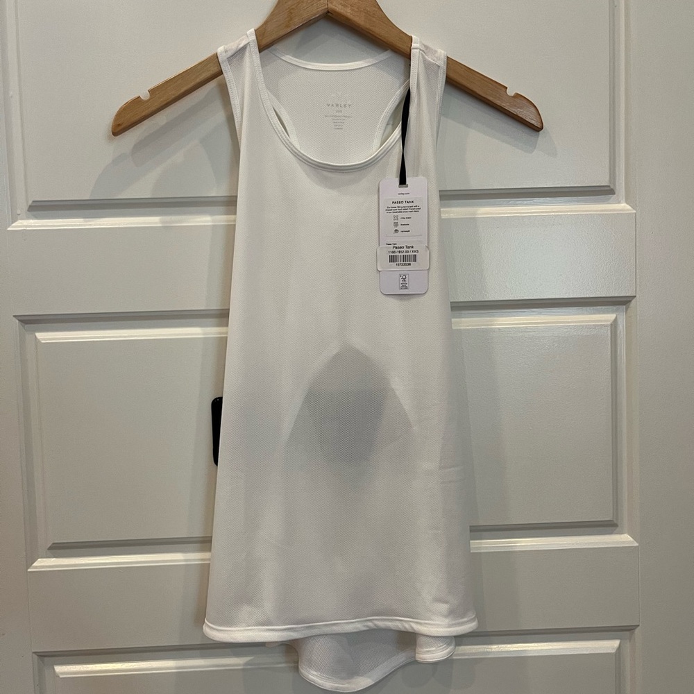 Varley Asymmetrical White Sleeveless Tank Top